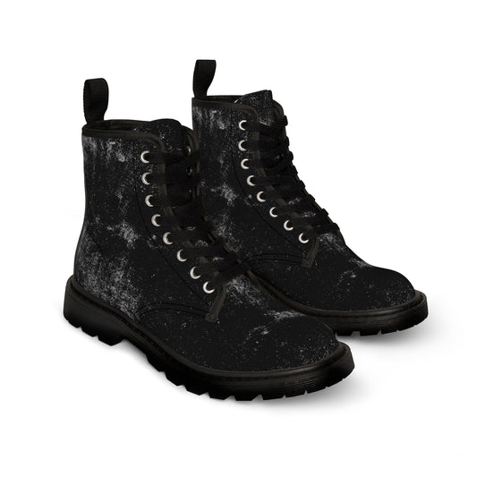 Shoes - Women's Distressed Gothic Grunge - Canvas Combat Boots - BOOTS AND SHOES from Crypto Zoo Tees