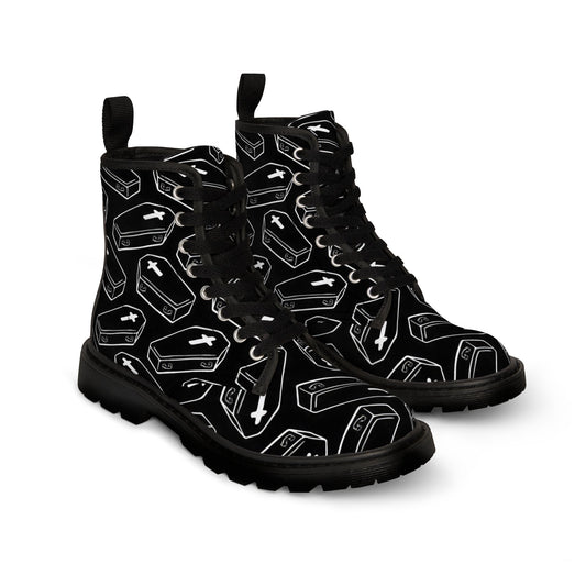 Shoes - Women's Gothic Coffin Boots - Women's Canvas - Combat Boots - GOTHIC GARB from Crypto Zoo Tees