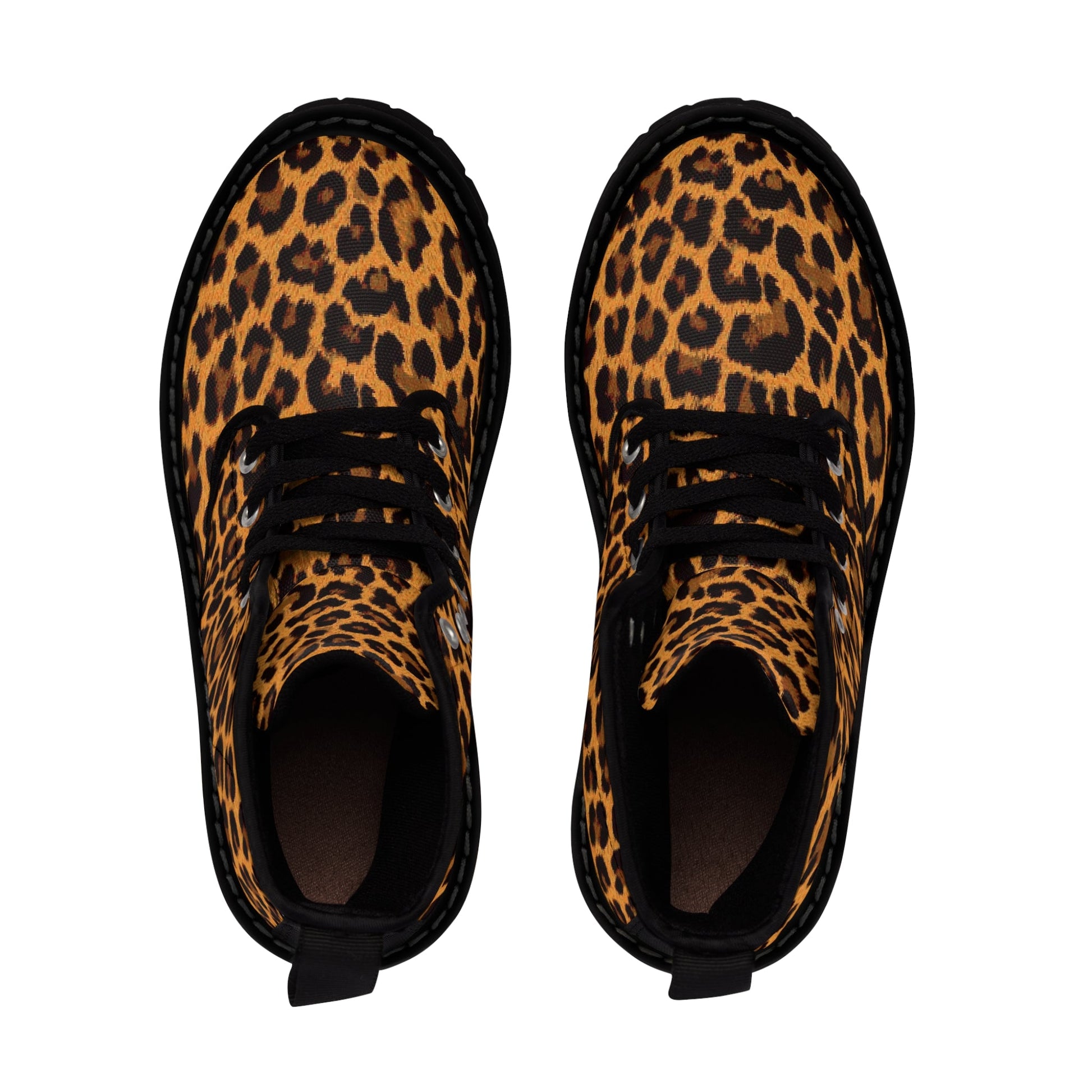 Shoes - Women's Leopard Canvas Boots: Punk, Goth, Metal Styles - Rubber Sole Footwear from Crypto Zoo Tees