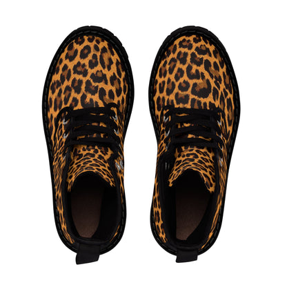 Shoes - Women's Leopard Canvas Boots: Punk, Goth, Metal Styles - Rubber Sole Footwear from Crypto Zoo Tees