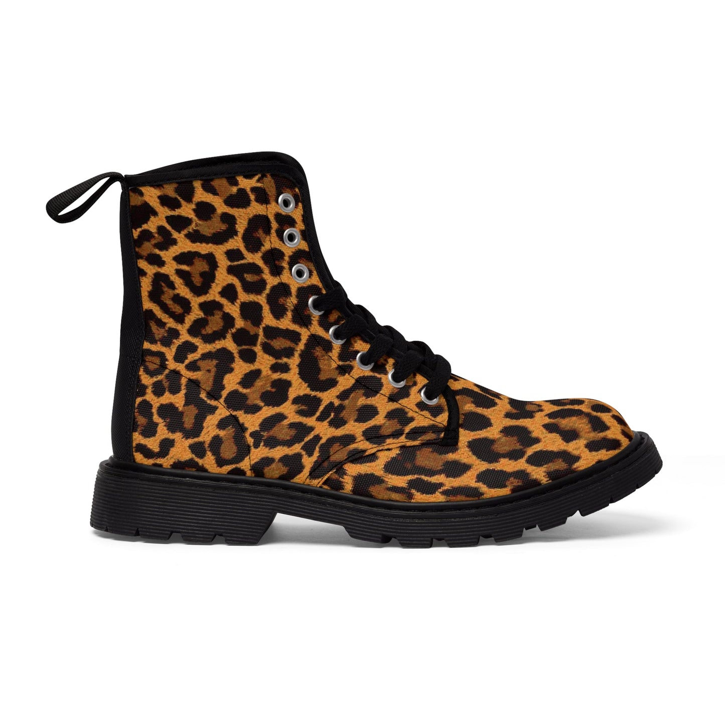 Shoes - Women's Leopard Canvas Boots: Punk, Goth, Metal Styles - Rubber Sole Footwear from Crypto Zoo Tees