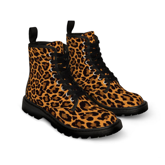 Shoes - Women's Leopard Canvas Boots: Punk, Goth, Metal Styles - Rubber Sole Footwear from Crypto Zoo Tees