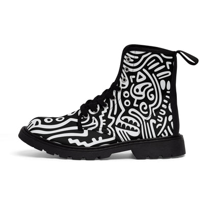 Shoes - Women's Pop-Art Boots - Canvas Boots - Swirl Line - Goth Punk from Crypto Zoo Tees