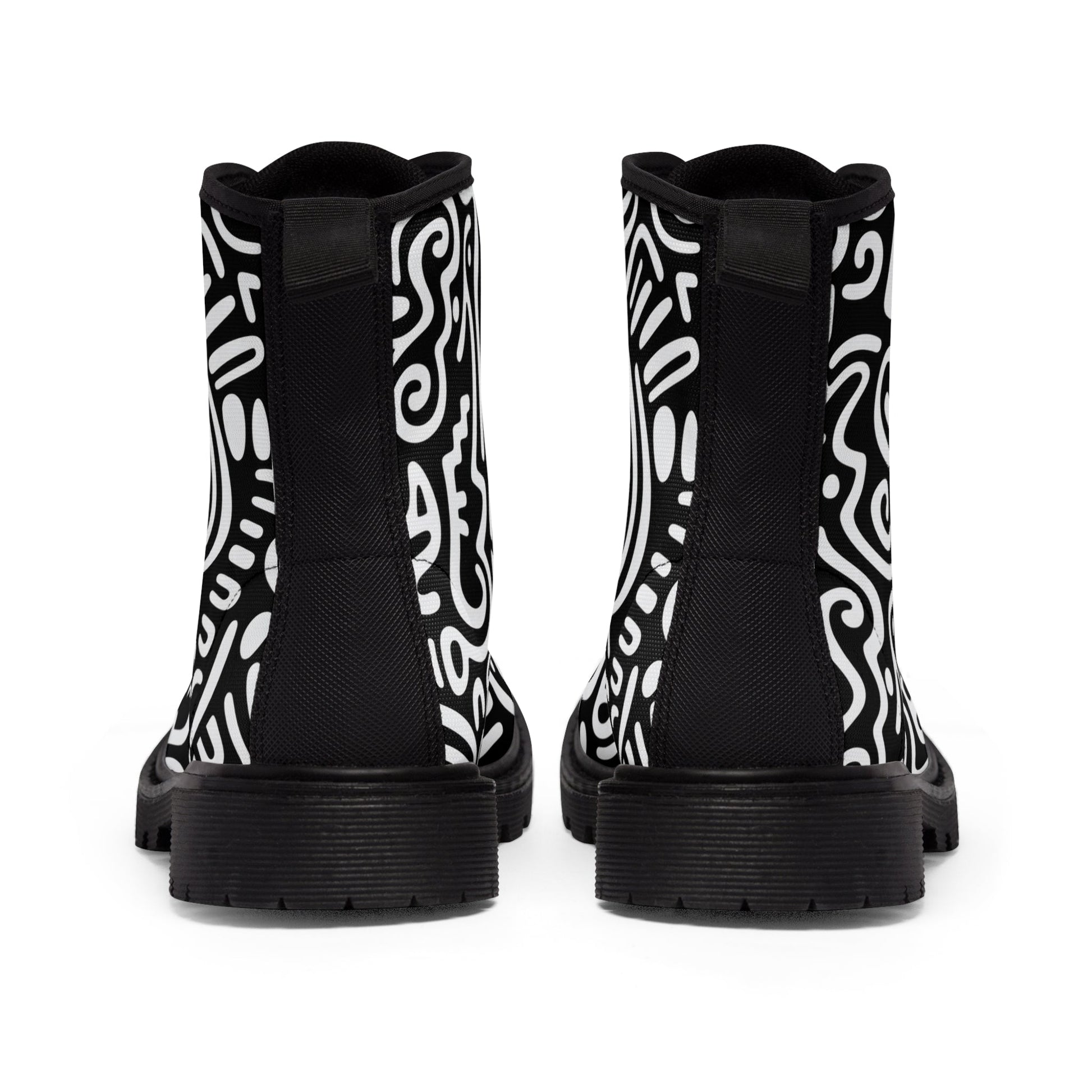 Shoes - Women's Pop-Art Boots - Canvas Boots - Swirl Line - Goth Punk from Crypto Zoo Tees