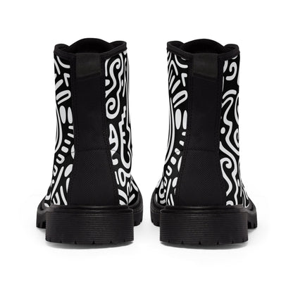 Shoes - Women's Pop-Art Boots - Canvas Boots - Swirl Line - Goth Punk from Crypto Zoo Tees