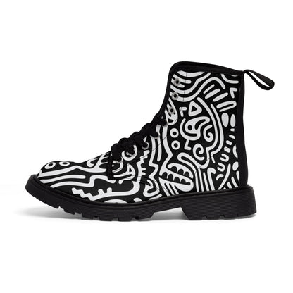 Shoes - Women's Pop-Art Boots - Canvas Boots - Swirl Line - Goth Punk from Crypto Zoo Tees