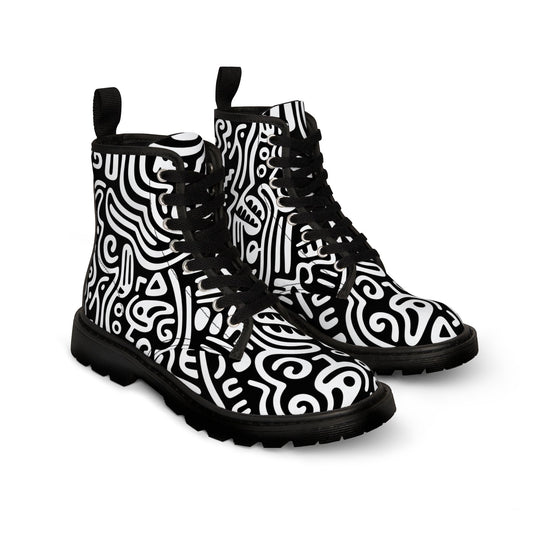 Shoes - Women's Pop-Art Boots - Canvas Boots - Swirl Line - Goth Punk from Crypto Zoo Tees