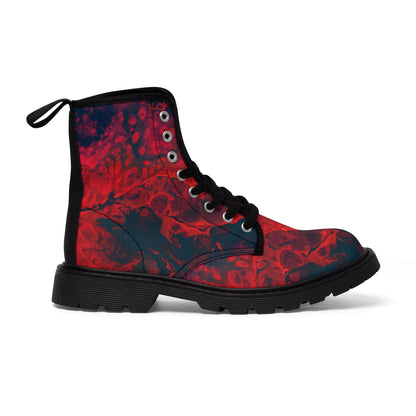 Shoes - Women's Red "Cocteau" Boots - Canvas Boots with Rubber Soul Shoe - Punk Goth Metal from Crypto Zoo Tees