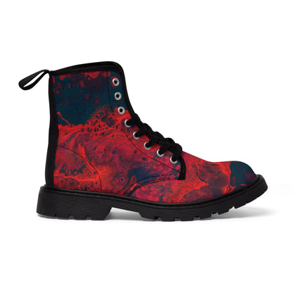 Shoes - Women's Red "Cocteau" Boots - Canvas Boots with Rubber Soul Shoe - Punk Goth Metal from Crypto Zoo Tees