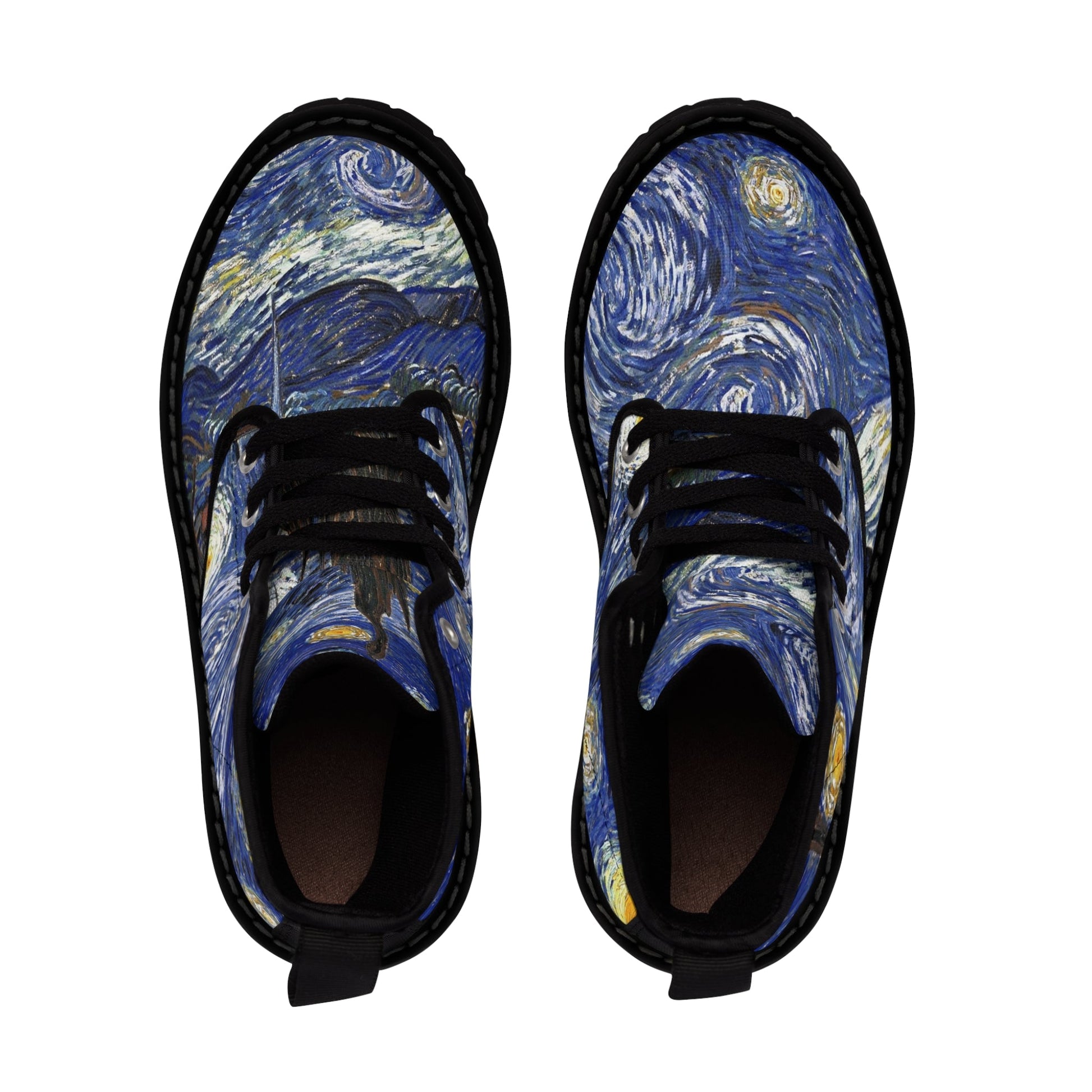 Shoes - Women's Van Gogh Boot - Women's Canvas - Starry Night - Blue Footwear from Crypto Zoo Tees