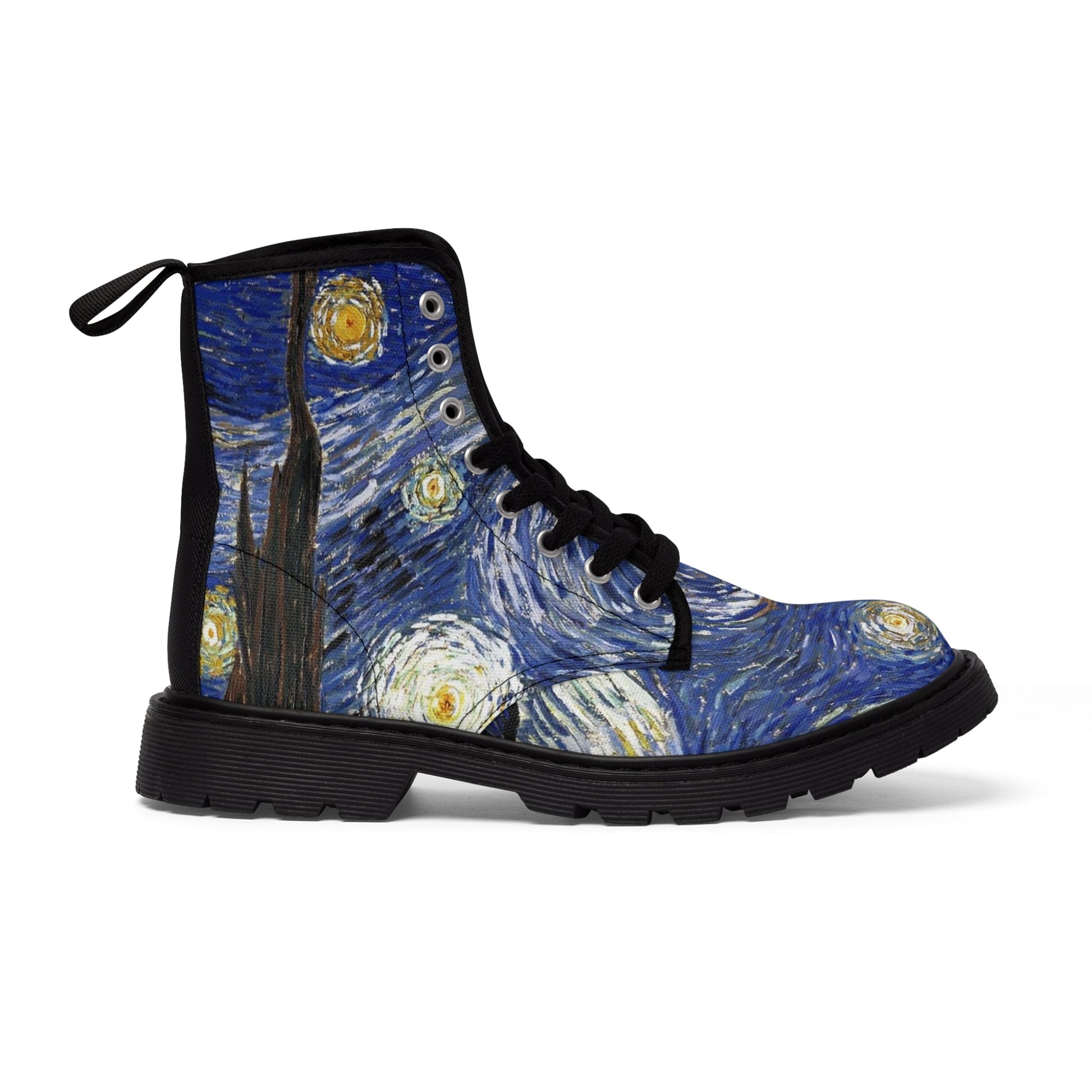 Shoes - Women's Van Gogh Boot - Women's Canvas - Starry Night - Blue Footwear from Crypto Zoo Tees