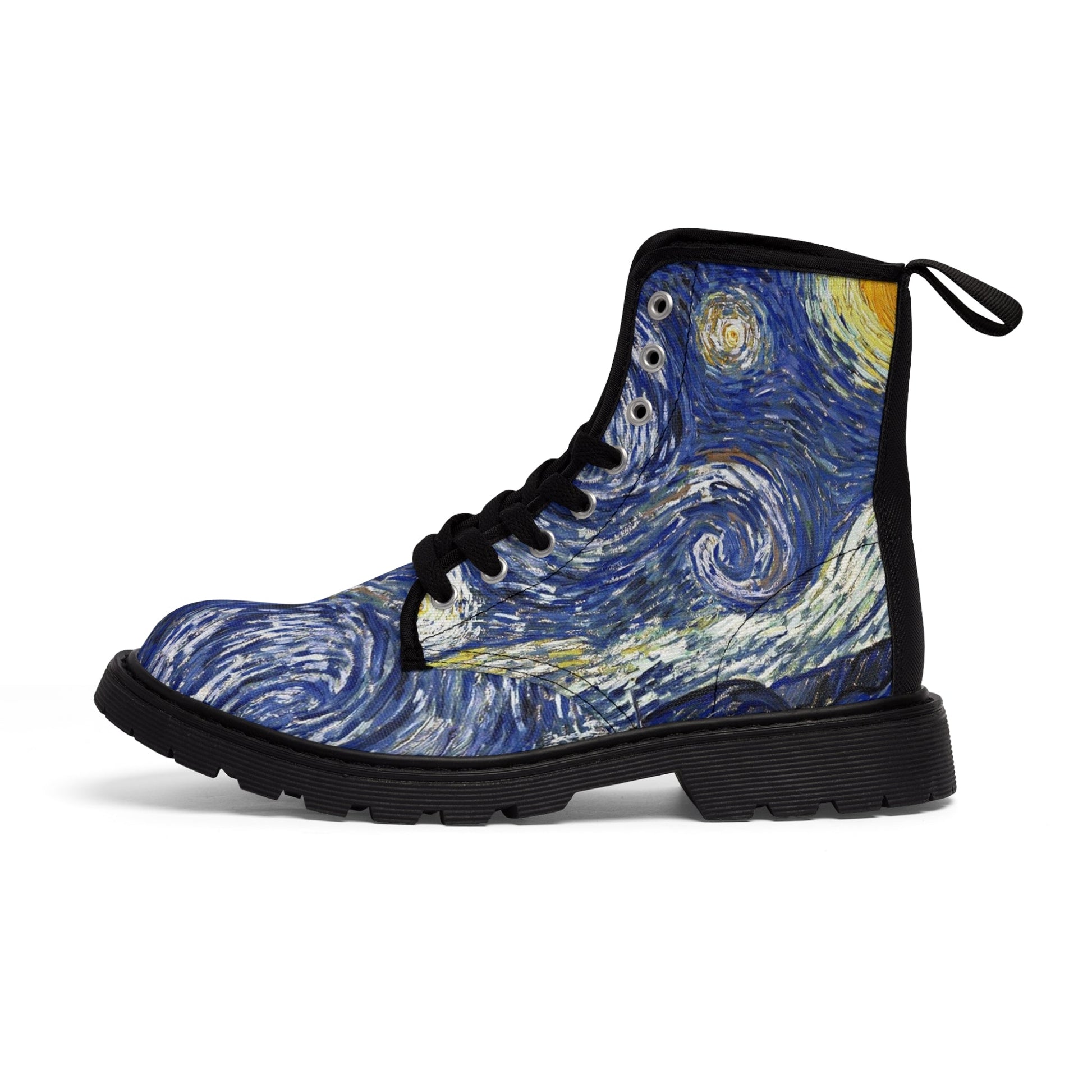 Shoes - Women's Van Gogh Boot - Women's Canvas - Starry Night - Blue Footwear from Crypto Zoo Tees