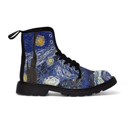 Shoes - Women's Van Gogh Boot - Women's Canvas - Starry Night - Blue Footwear from Crypto Zoo Tees